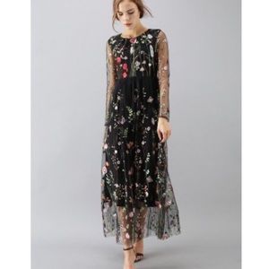 Chicwish Lost in FloweringFields Embroidered Maxi